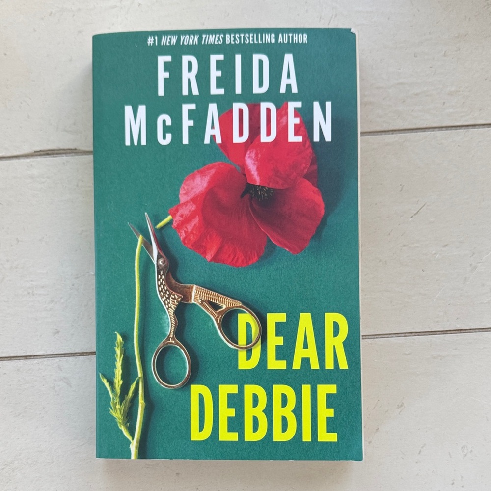 Dear Debbie by Freida McFadden - Green Cover with Red Flower